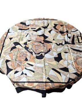 VTG Italian 100% Silk Jacquard Abstract Floral Scarf Hand Rolled Edges Cottageco